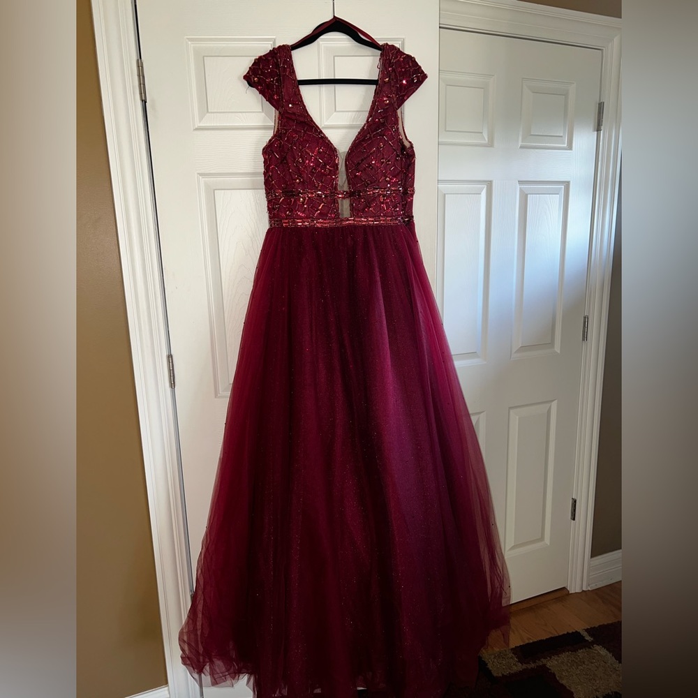 Burgundy Ball Gown Prom Dress